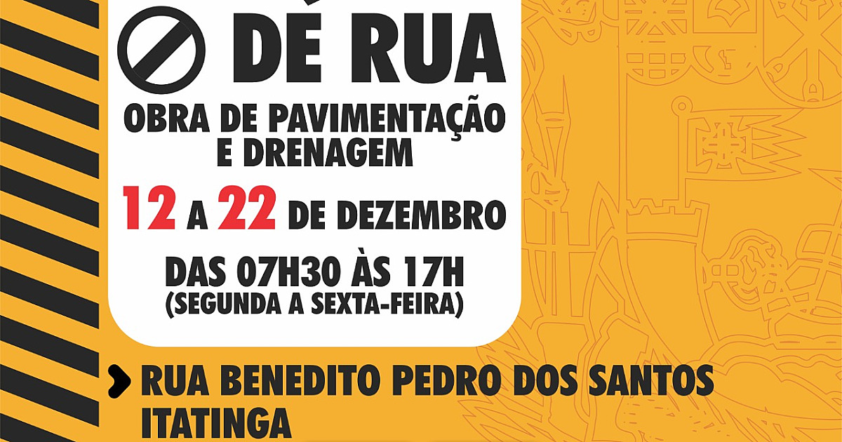 Prefeitura prorroga prazo de interdição da Rua Benedito Pedro dos Santos no Itatinga para conclusão das obras de drenagem e pavimentação