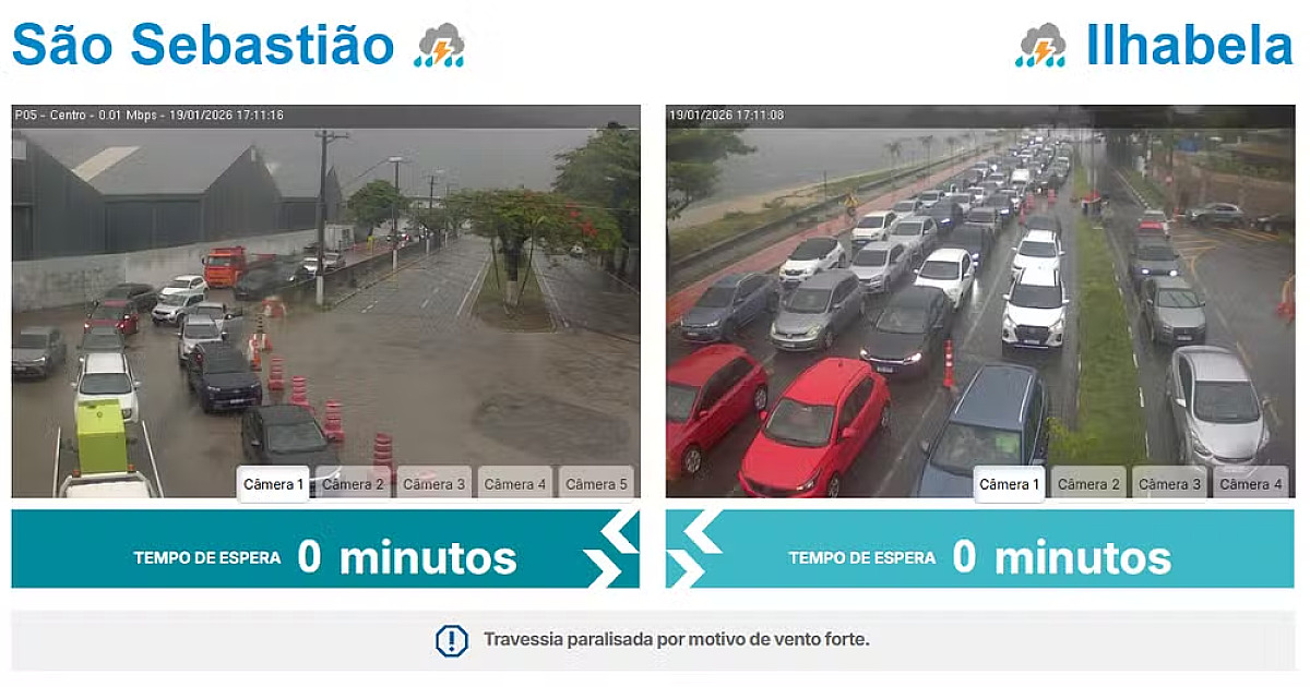 Travessia de balsa entre Ilhabela e São Sebastião é paralisada após ventos fortes
