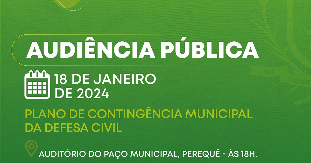 Apresentação do Plano Municipal de Contingência da Defesa Civil será nesta quinta-feira
