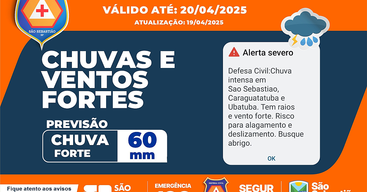 Pancadas forte de chuva atingem São Sebastião na tarde deste sábado por causa das altas temperaturas