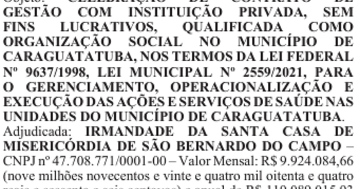 Mateus Silva homologa a contratação de OS para gerir saúde em Caraguatatuba
