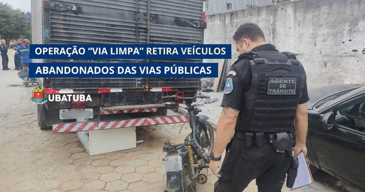 Operação “Via Limpa” retira veículos abandonados em Ubatuba