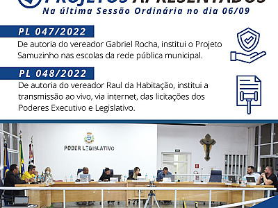Dois novos Projetos de Lei passam a tramitar na Câmara de Ilhabela
