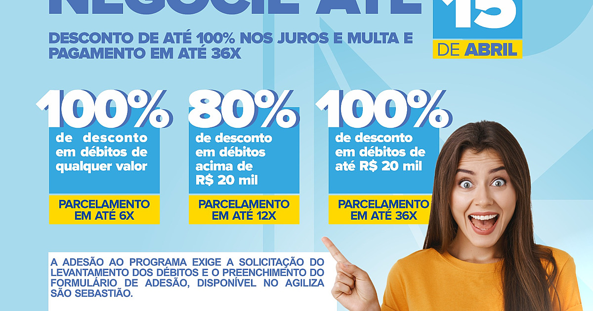 Prefeitura de São Sebastião lança Campanha de Anistia Fiscal com descontos especiais e condições facilitadas