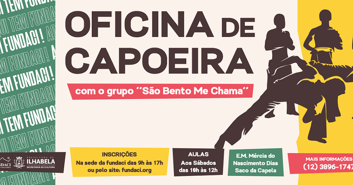 Inscrições para Oficina de Capoeira da Fundação Arte e Cultura de Ilhabela seguem abertas