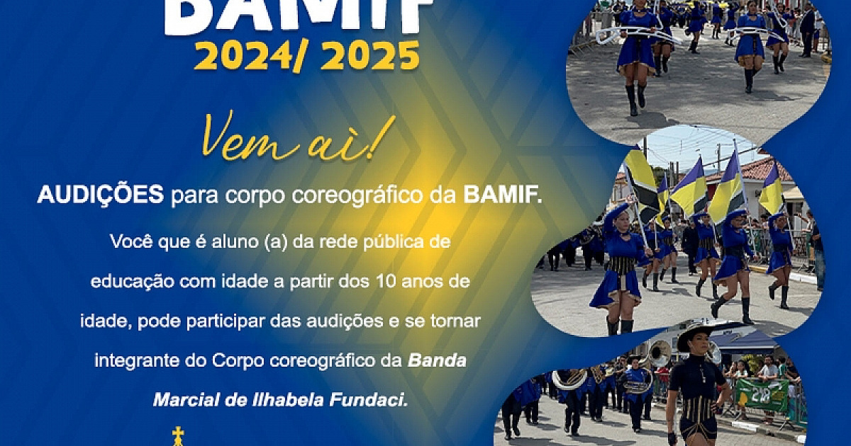 Fundaci abre audição para 27 vagas do Corpo Coreográfico da Banda Marcial de Ihabela (BAMIF)