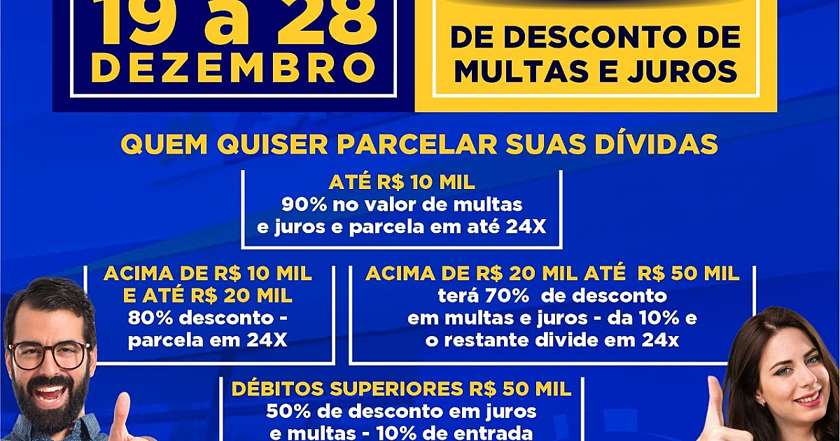 Prefeitura lança campanha de Anistia Fiscal de 19 a 28 de dezembro