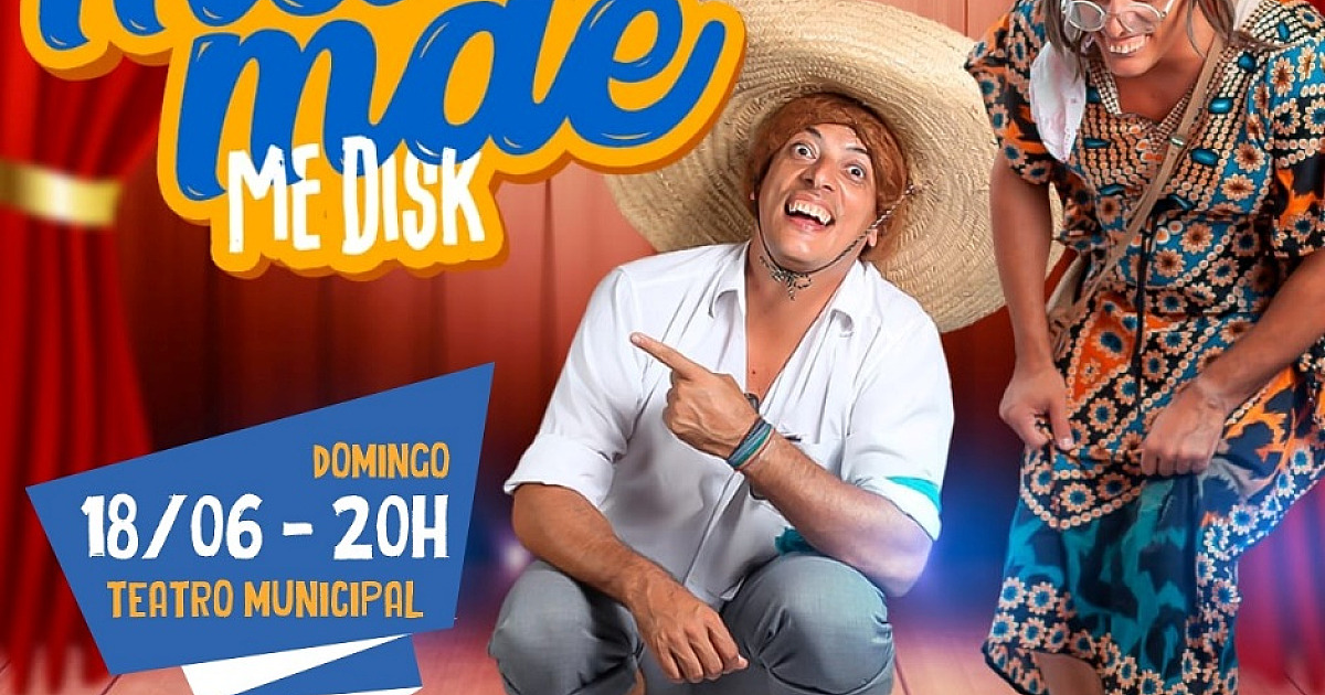 Espetáculo de humor “Bem que mamãe me disk” acontece neste domingo no Teatro Municipal de São Sebastião