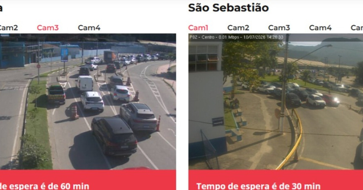 Travessia de balsa entre Ilhabela e São Sebastião tem fila de 1 hora nesta sexta-feira (10)